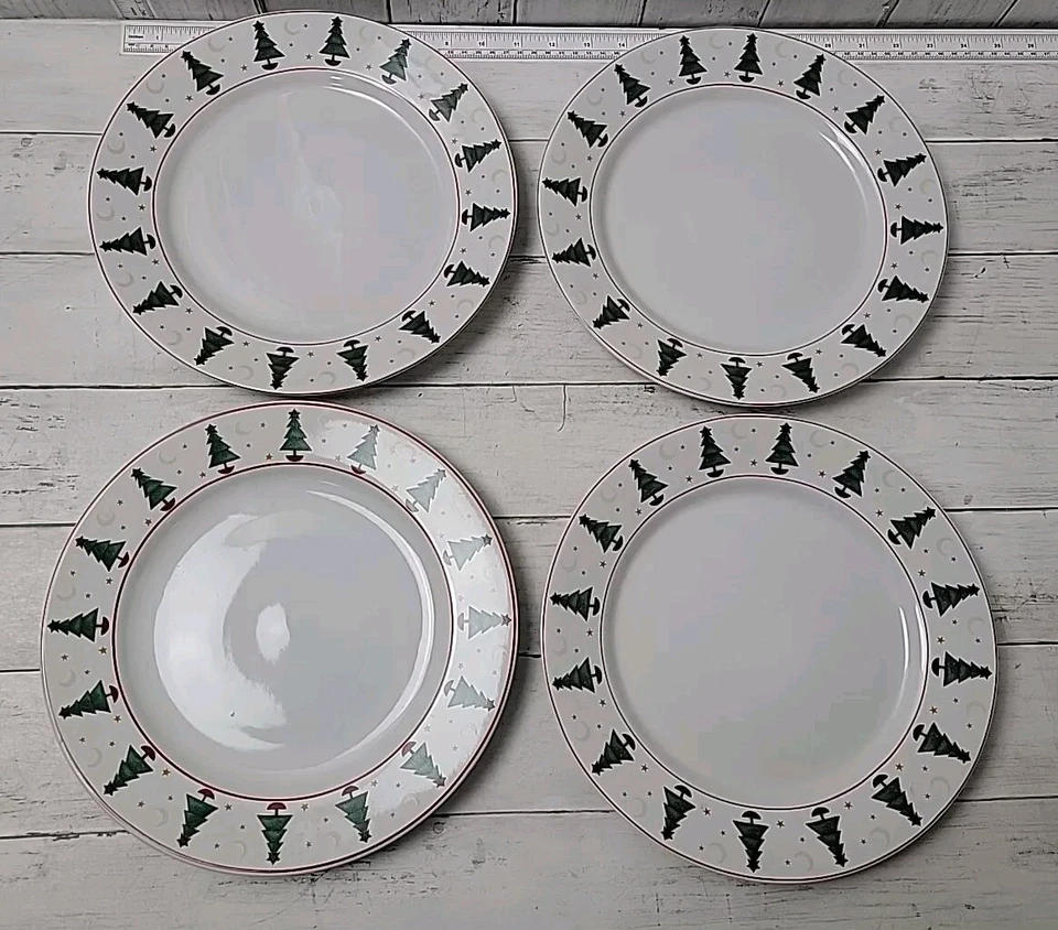 Juego de 4 platos de cena vintage 1996 Sakura Magic Of Santa Debbie Mumm 103/4"  Foto 2 de 4