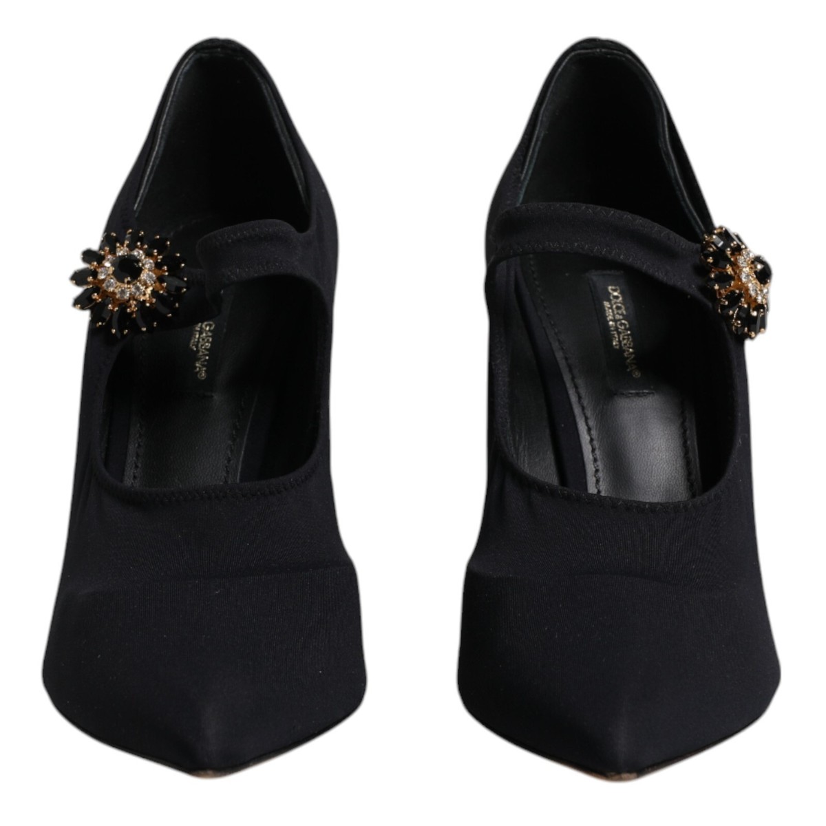 【DOLCE&GABBANA】メリージェーン シャイニーカーフスキン Black DOLCE & GABBANA Shoes Black Mary Jane Stretch Crystal Pumps