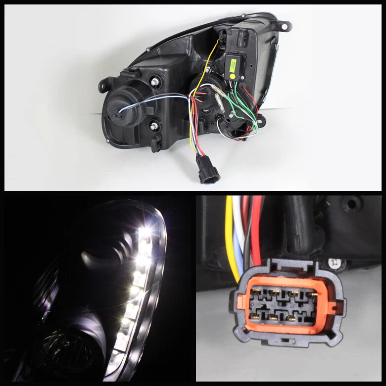 Faros proyectores halo LED DRL negros para sedán G35 G35X 2003-2004 Foto 3 de 4