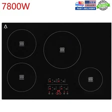 7800W Electric Induction Cooktop 30" Built-In Ceramic Glass Stovetop 4 Burners