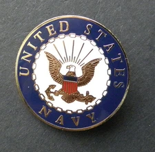 US NAVY REGULAR USN ROUND LAPEL PIN BADGE 1 INCH METAL ENAMEL