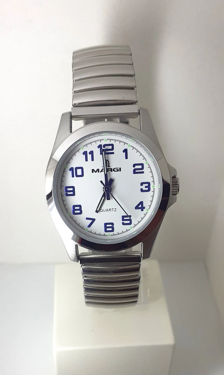 OIDEA Orologio Uomo Con Cinturino Elastico In Acciaio Inox - Quadrante Grande Analogico Digitale Argento 35mm - Vintage E Trasparente