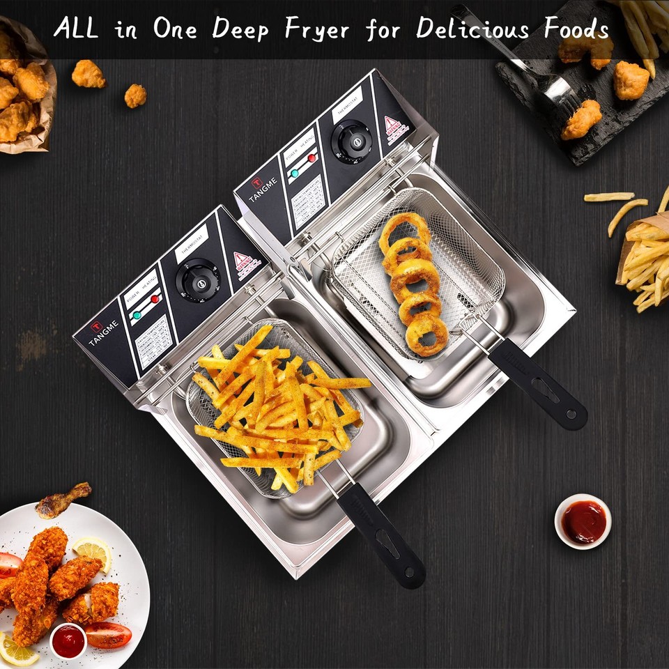 Commercial Deep Fryer 3400W Electric Deep Fryers with 2x6.35QT