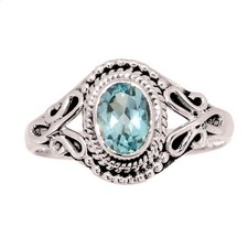 Handwork - Blue Topaz 925 Sterling Silver Ring Jewelry s.8 CR72626