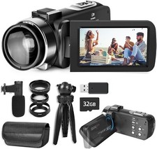 NBD Video Camera Camcorder Ultra HD 2.7K 42MP 18X With 32GB TF tripod Vlogging