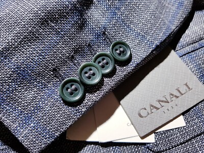 CANALI 1934 Full-canvas Check Wool Silk Linen Tweed Coat Blazer Jacket 50 40R