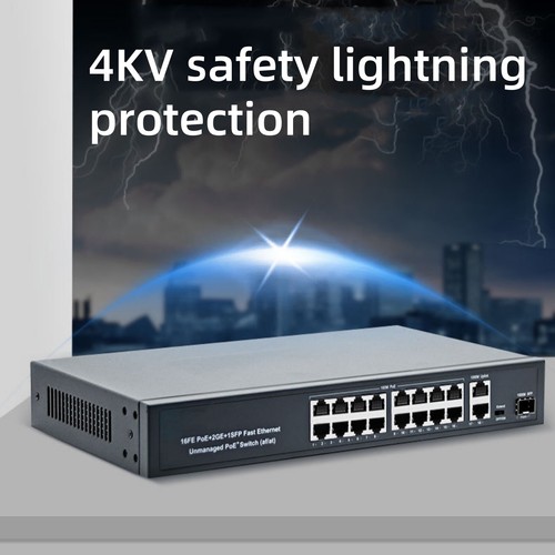 100Mbps 16+2+1 Port POE Switch AC100-240V 802.3af/at RJ45 Home Networking Part - Picture 11 of 19