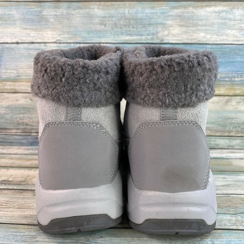 Easy Spirit Snow Boots Womens Sz 8.5 Gray Leather Winter Warm Faux Fur Zip Up - Picture 7 of 13