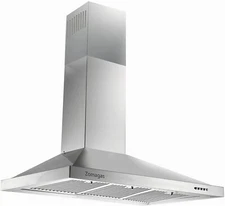 Zomagas 36inch Wall Mount Range Hood 450CFM Stainless Steel Kitchen Stove Vent