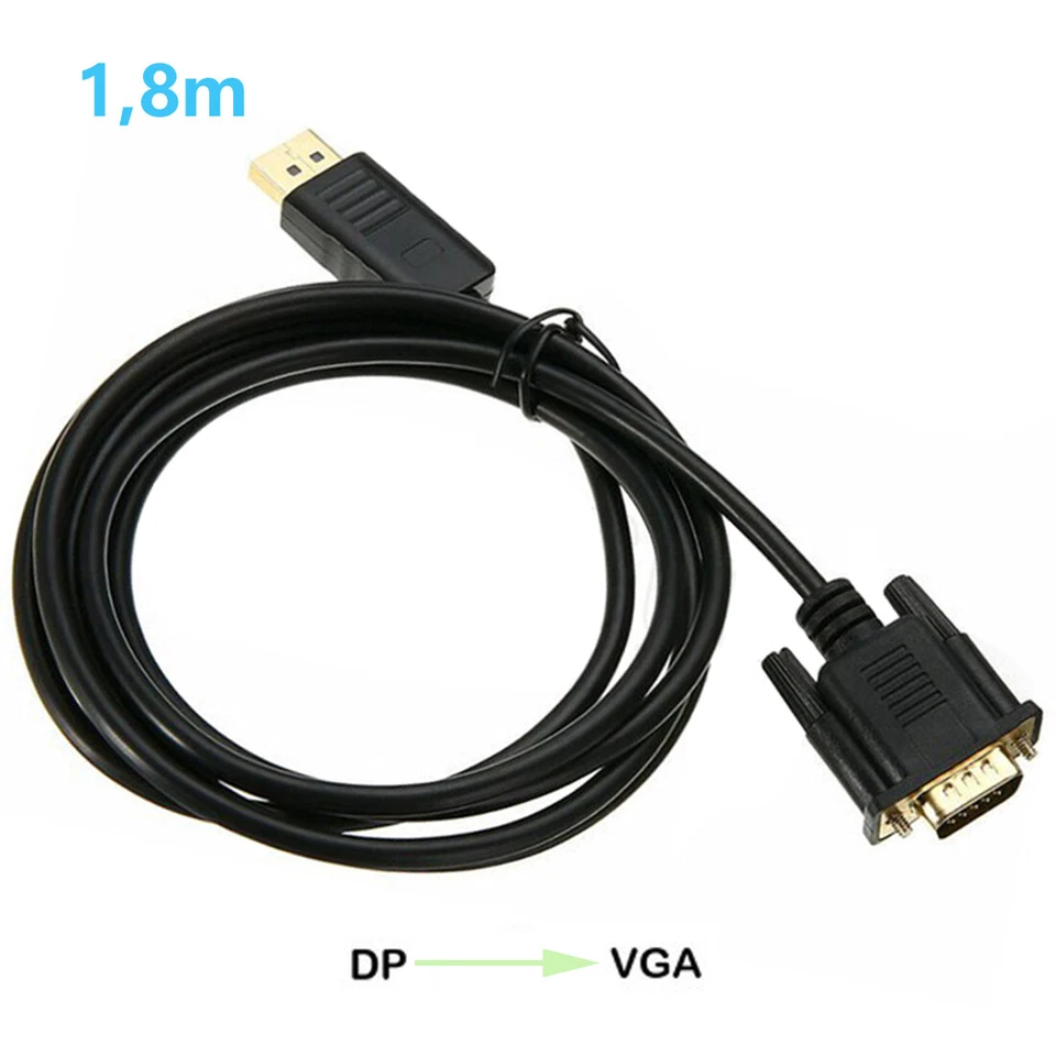 H17 DisplayPort auf VGA Kabel 1.8m Vergoldet 1080P DisplayPort DP Stecker zu VGA - Bild 3 von 4