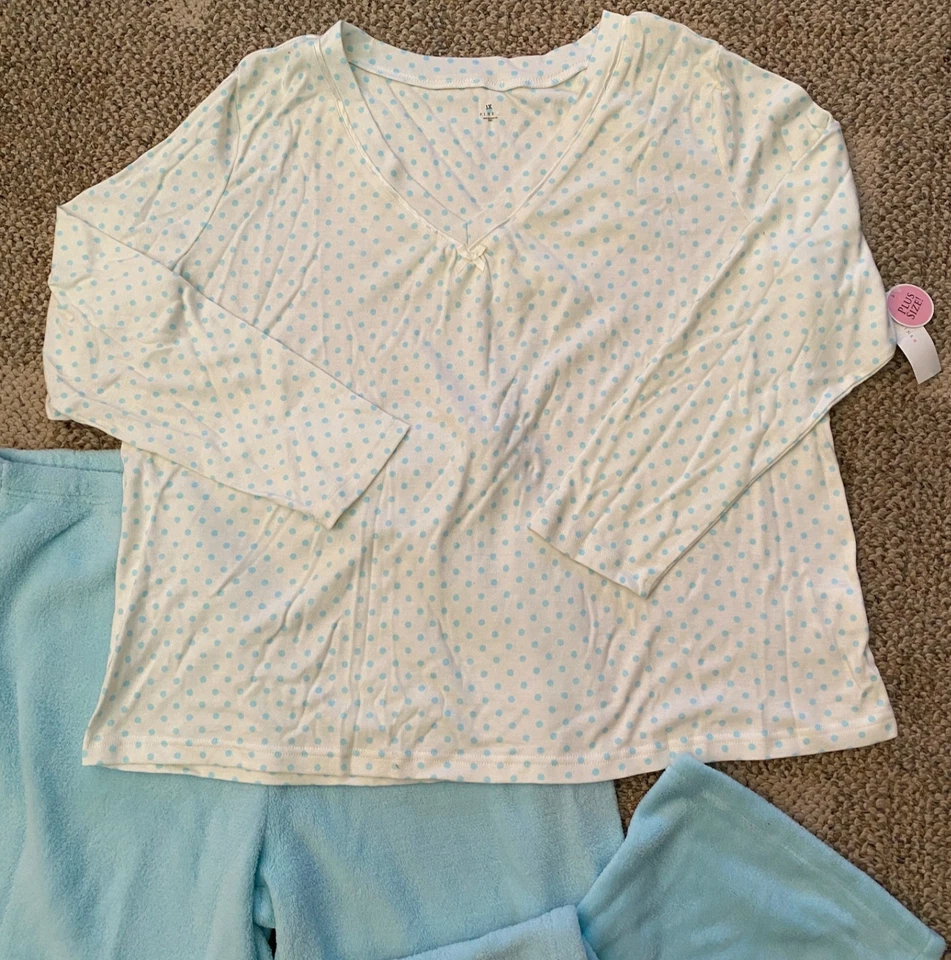 Conjunto de pijama ROSA 2 piezas polar pantalón algodón/poliéster top 07748520 talla grande 1X Foto 2 de 4