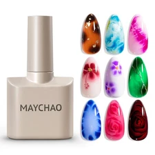 MAYCHAO 15ml Clear Blooming Gel Nail Polish, UV LED Blossom Gel Polish for Sprea