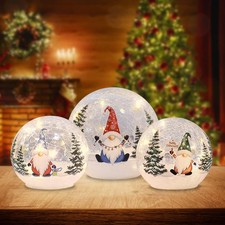Christmas Decorations Indoor, 3 Pcs Lighted Gnomes Christmas Snow Globes Home...