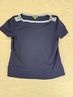 Lauren Ralph Lauren Mujer Talla M Camiseta Azul Cuello Barco con Cremalleras Manga Corta
