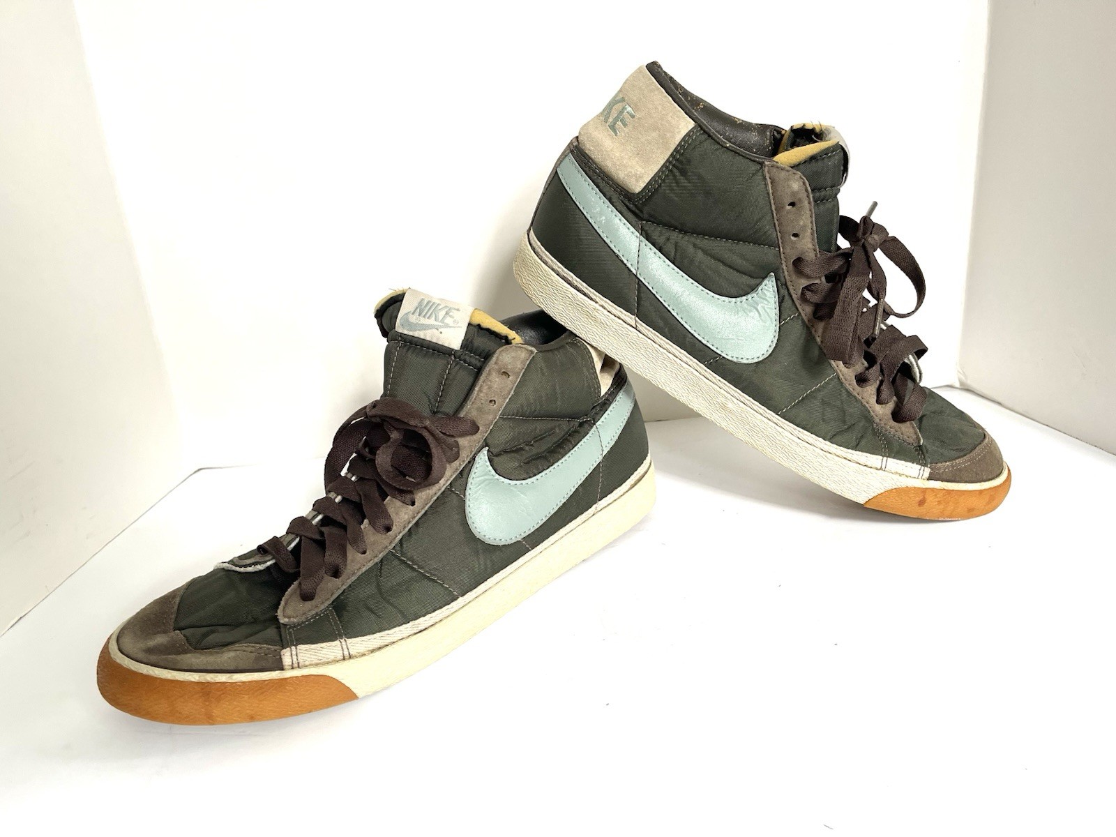 SAOLA Blazer Nike metà 2003 taglia 12 nylon oliva bambino blu beige Thailandia 306972 201 00.