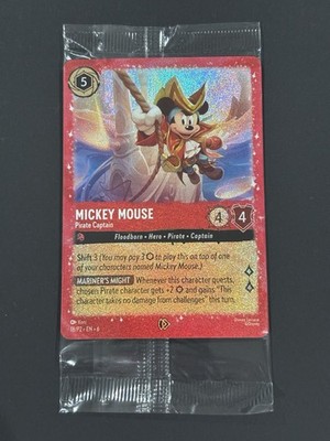 Sealed Mickey Mouse - Pirate Captain 18 Disney Lorcana Promo Card Holo