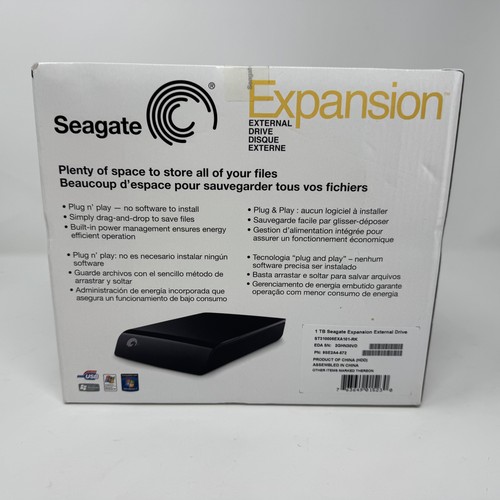 Seagate Expansion 1TB Externe Festplatte USB 2.0 PC Speicher Neu Versiegelt Plug & P - Bild 4 von 6