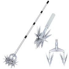 Rotary Cultivator, Adjustable Hand Tiller Garden Tool with Detachable Solid M...