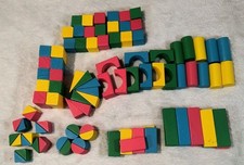 98pc Wooden Building Blocks Set - Colorful Geometric Shapes STEM Montessori Toy