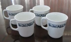 Set of 4 Vintage Corelle Old Town Blue Onion 3 1/2" coffee mugs (b)