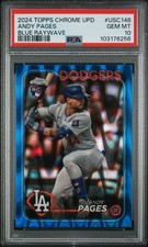 2024 Topps Chrome ANDY PAGES Blue Raywave Refractor /150 Dodgers PSA 10 POP 4