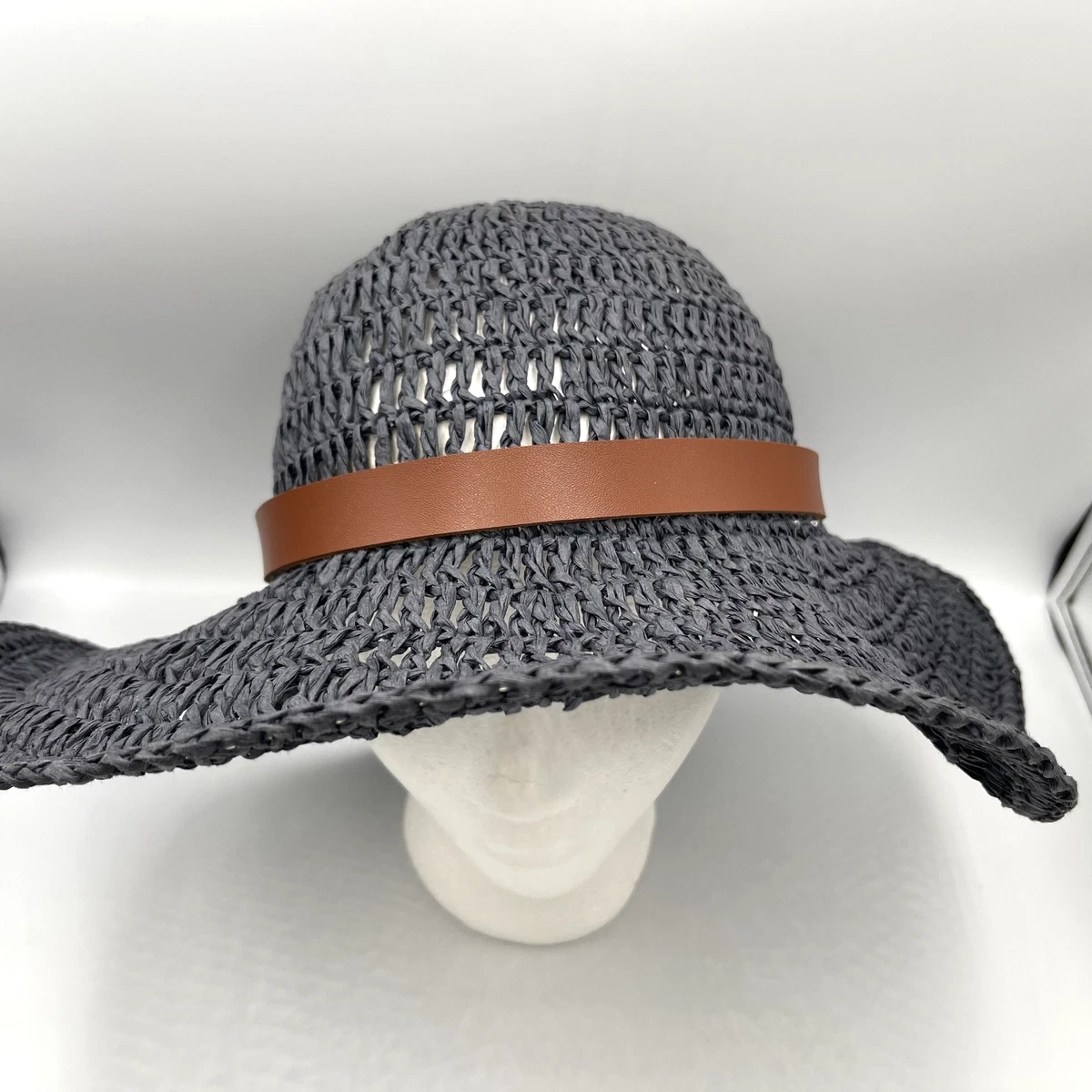Lauren Ralph Lauren Raffia Beach Hat Navy Wide Brim Resort Coastal Boho M Lauren Ralph Lauren Straw Hats for Women for sale | eBay main image 3
