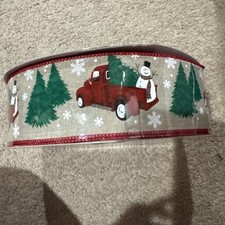 Christmas Tree Snowman Ribbon With Snowflakes 2.5 X 50 Yards NEW red truck