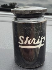 Vintage 2.5” Collectible Black Skrip Ink Glass Bottle w/ Lid