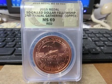 2015 2nd SCD Fellowship Get Together Medal / Daniel Carr Copper ANACS MS 69 Red