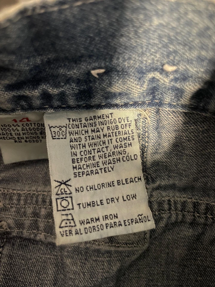 Vintage Unionbay Cargo Jeans Girls 14 Blue Denim Carpenter Zip Hem Baggy 90s - Image 4 of 4