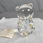 Fenton Glass Teddy Bear Heart Stone Of The Month March Aquamarine W/ Tag