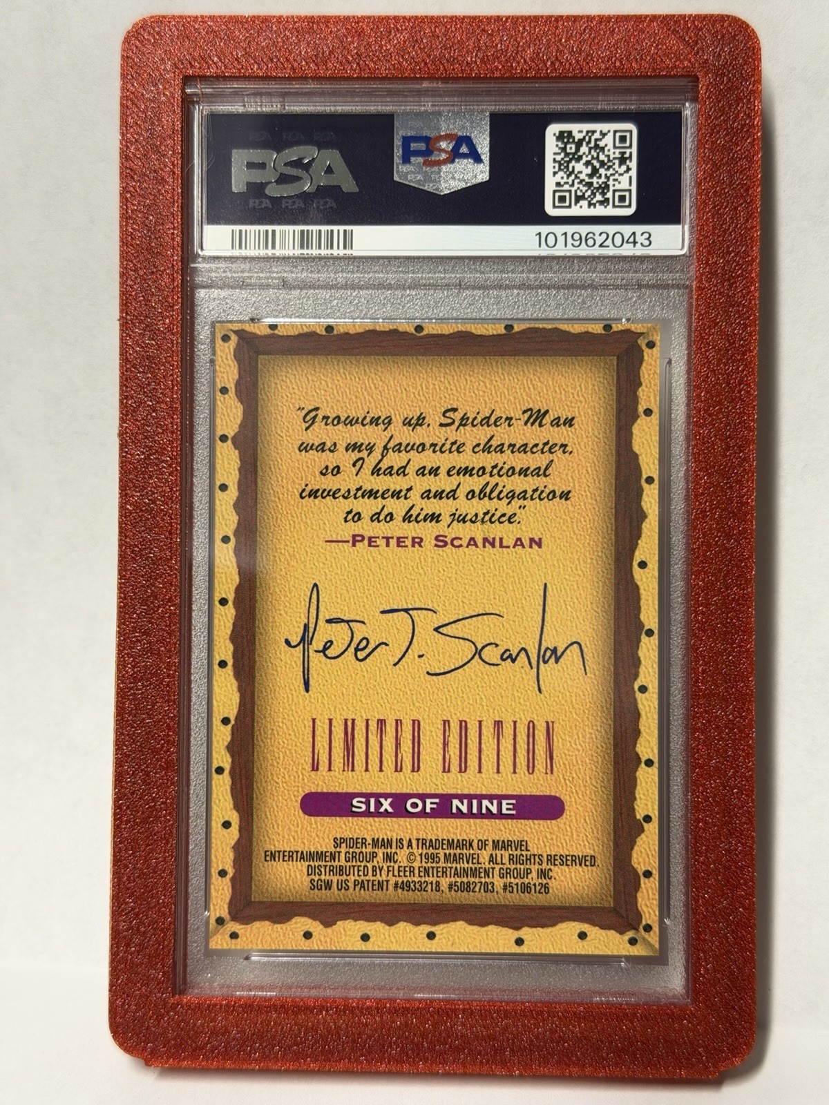 1995 Fleer Ultra Spider-Man Masterpieces #6 Spider-Man PSA 10 view 2