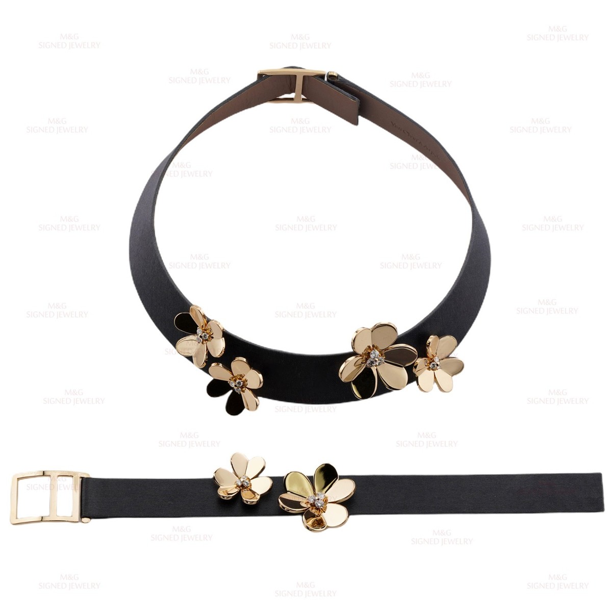 VAN CLEEF & ARPELS Frivole Ravenna Leather Diamond Gold Flower