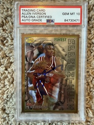 Allen Iverson 1996-97 Topps Finest #69 Signed Rookie RC PSA 10 Authentic Auto 