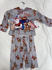 Rudolph Red Nosed Reindeer Boys Pajama Set 2 Piece Sleepwear NWT 18 M Button