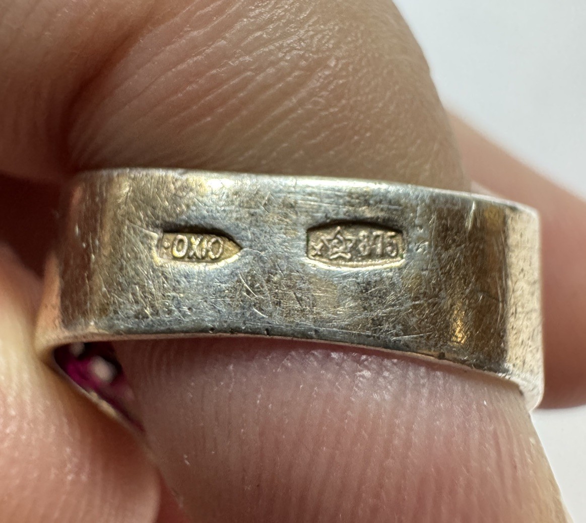 Vintage Original Soviet Solid Silver 875 Ring Rub… - image 3