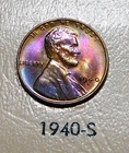 1940-S  Lincoln Cent - Vividly Toned Unc / Uncirculated (AO1)