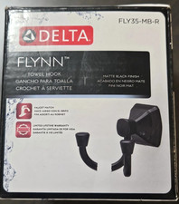 Delta Flynn Matte Black Finish Double Towel Hook - Robe Hook - FLY35-MB-R NEW