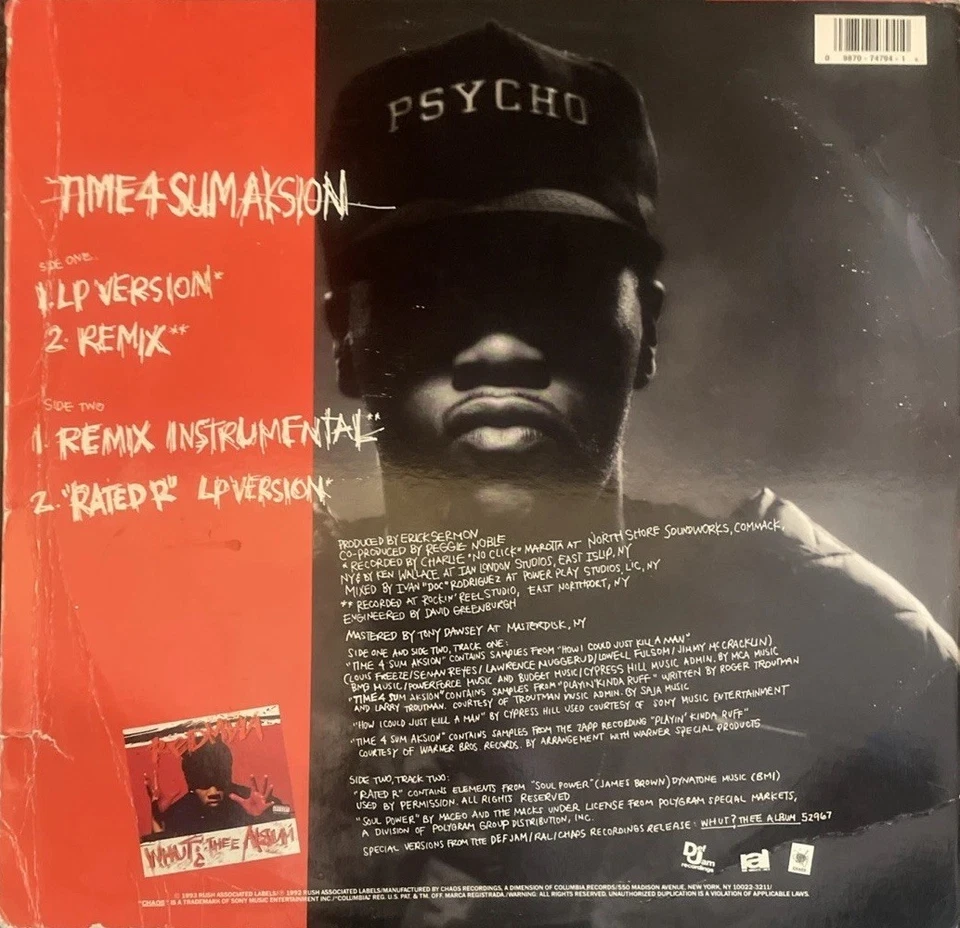 Redman {Time 4 Sum Aksion} Original 12" Vinyl Single 1993 Record 9870-74794 - Image 2 of 4