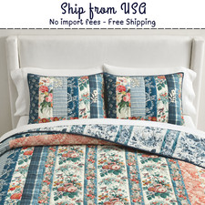 Pottery Barn Bridgette Vintage Floral Reversible Quilt Queen  1 Standard Shams