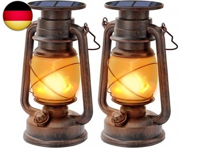 Vintage Solarlaterne für Außen, 2 Stück Solar Laterne Hängende Retro LED Sol