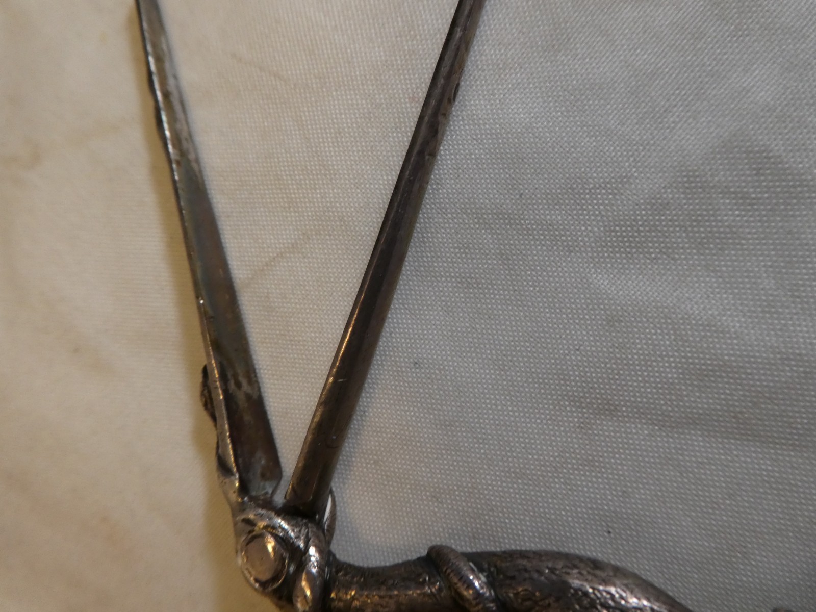 ANTIQUE 1800s SILVER STORK SCISSORS MEDICAL MIDWIFE CLAMP HIDDEN BABY