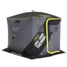 CLAM Jason Mitchell X5000 Portable 9 Ft 6 Person Ice Fishing Thermal Hub Shelter