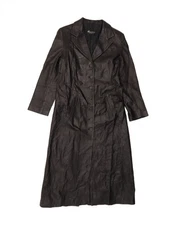 GALLOTTI Womens Leather Coat IT 44 Medium Black Leather NR10