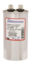 ROUND USA-MADE MOTOR RUN CAPACITOR, 55 MFD, 370/440 VAC Silver