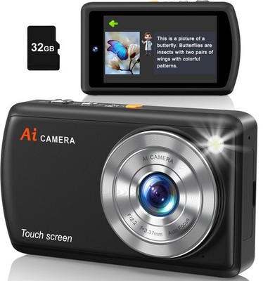 DSOEKEU AI Digital Camera, WiFi Cameras for Photography with Object Recognition,