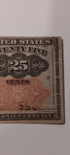 1864 US Fractional Currency 25 Cents Note Third Issue Robert J. Walker Portrait - Picture 4 of 8