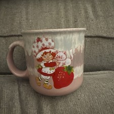 Ceramic Camper Mug with High Gloss Treatment, Strawberry Shortcake Drip Effect