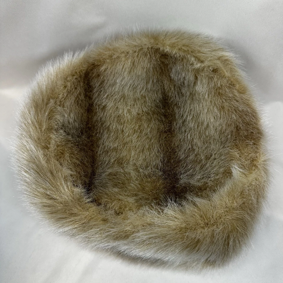 Vintage Faux Fur Hat Pill Box Tall Tan Mcm Mod 50s 60s Old Money Winter Hat MCM - Image 3 of 4