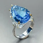 Gemstone 17 ct Natural Blue Topaz Ring 925 Sterling Silver Size 8 /R471145